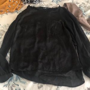 Blouse, pink sweater and beige cardigan